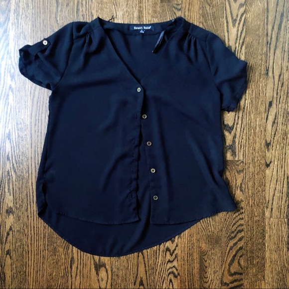 Sweet Rain Black Button Down - Picture 2 of 2
